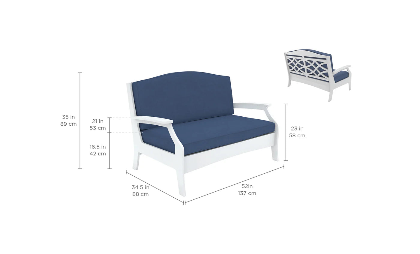 Ledge Lounger Legacy Loveseat – Cushioned All-Weather Outdoor Patio Loveseat