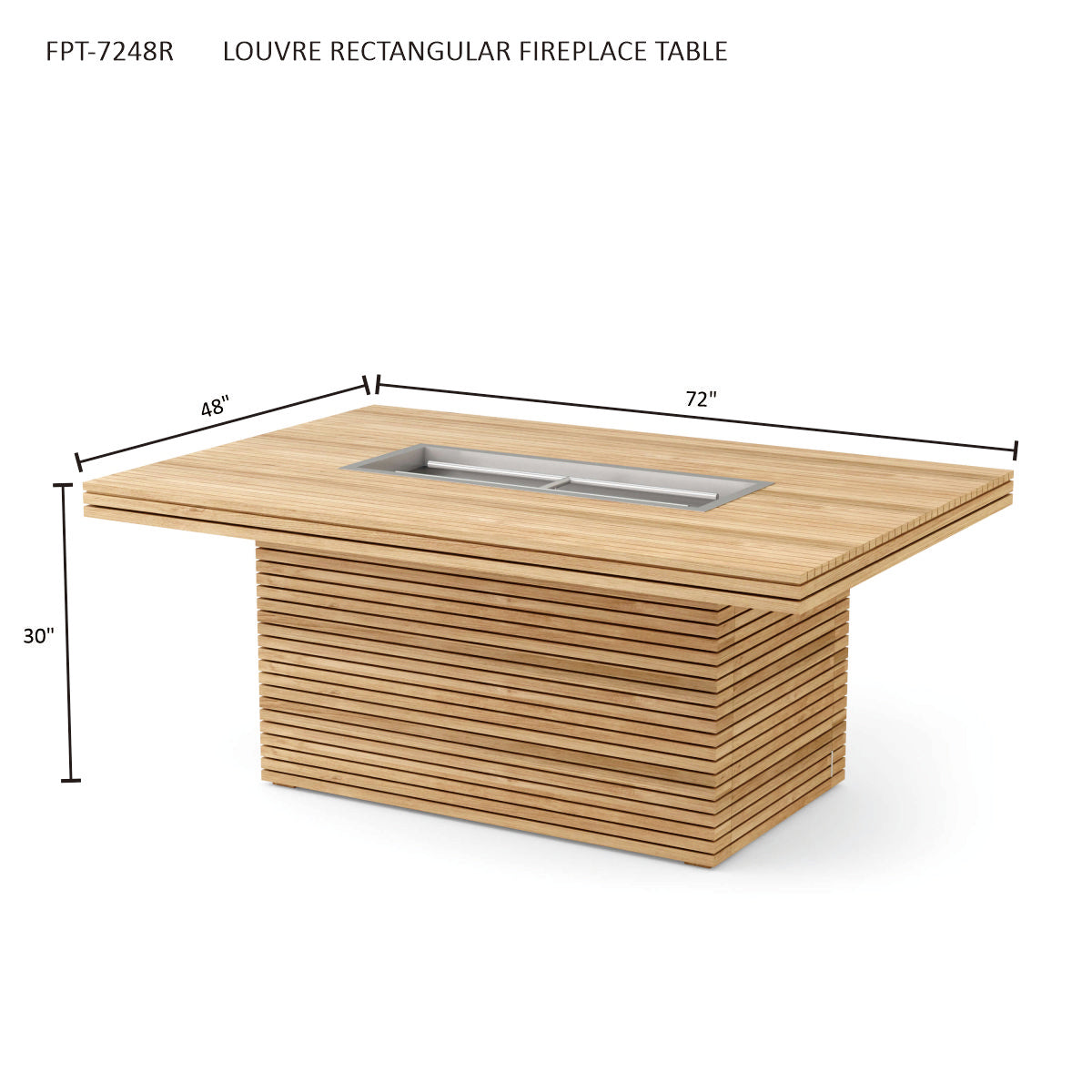 Anderson Teak Louvre Fire Pit Dining Table – Large Teak Outdoor Patio Table