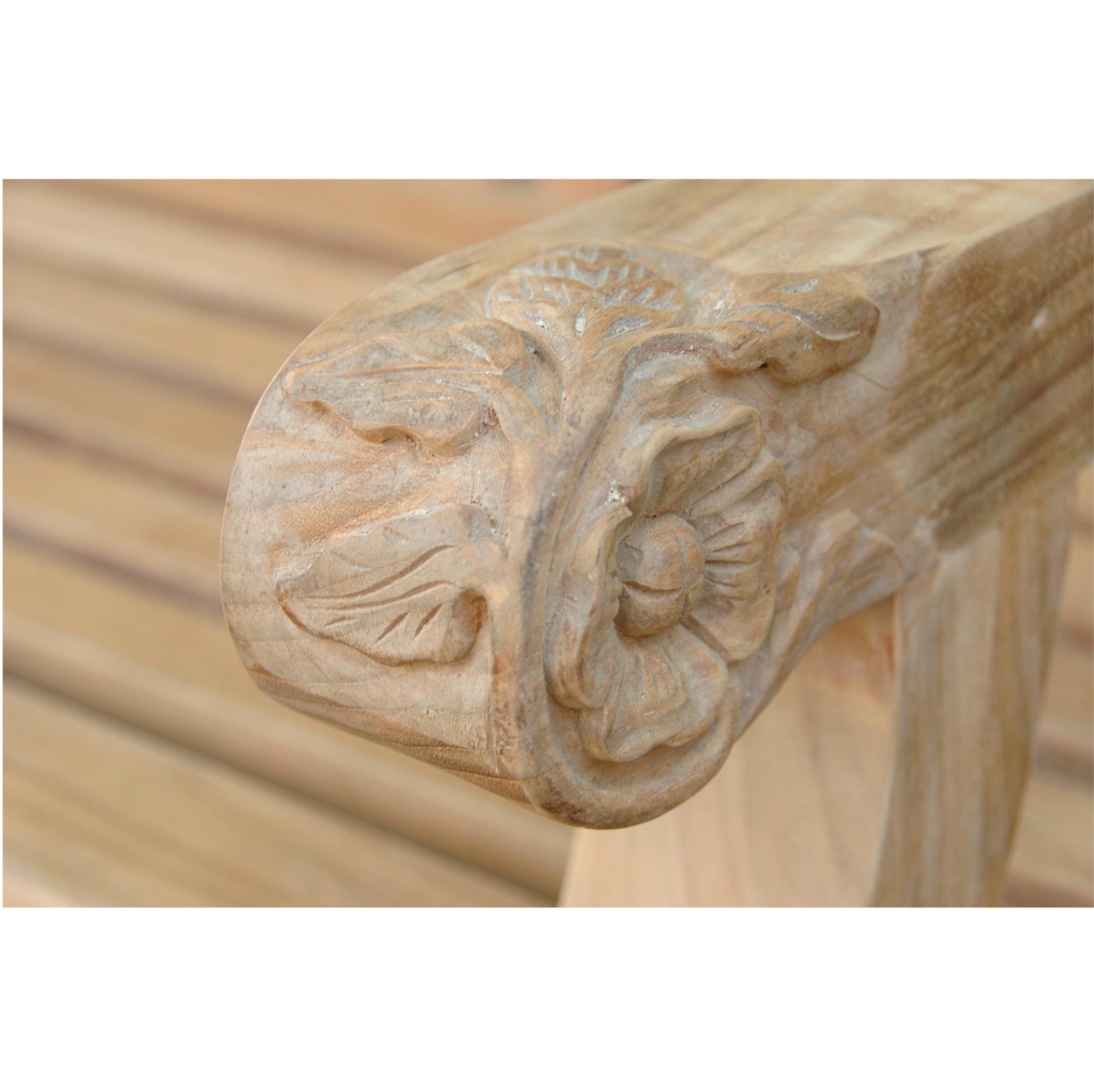 Anderson Teak Devonshire 3-Seater Extra Thick Bench – Hand-Carved Solid Teak Outdoor Bench