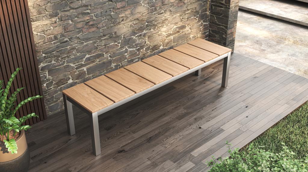 Planka Backless Bench 180 Stainless Steel - Ambiance Image~~