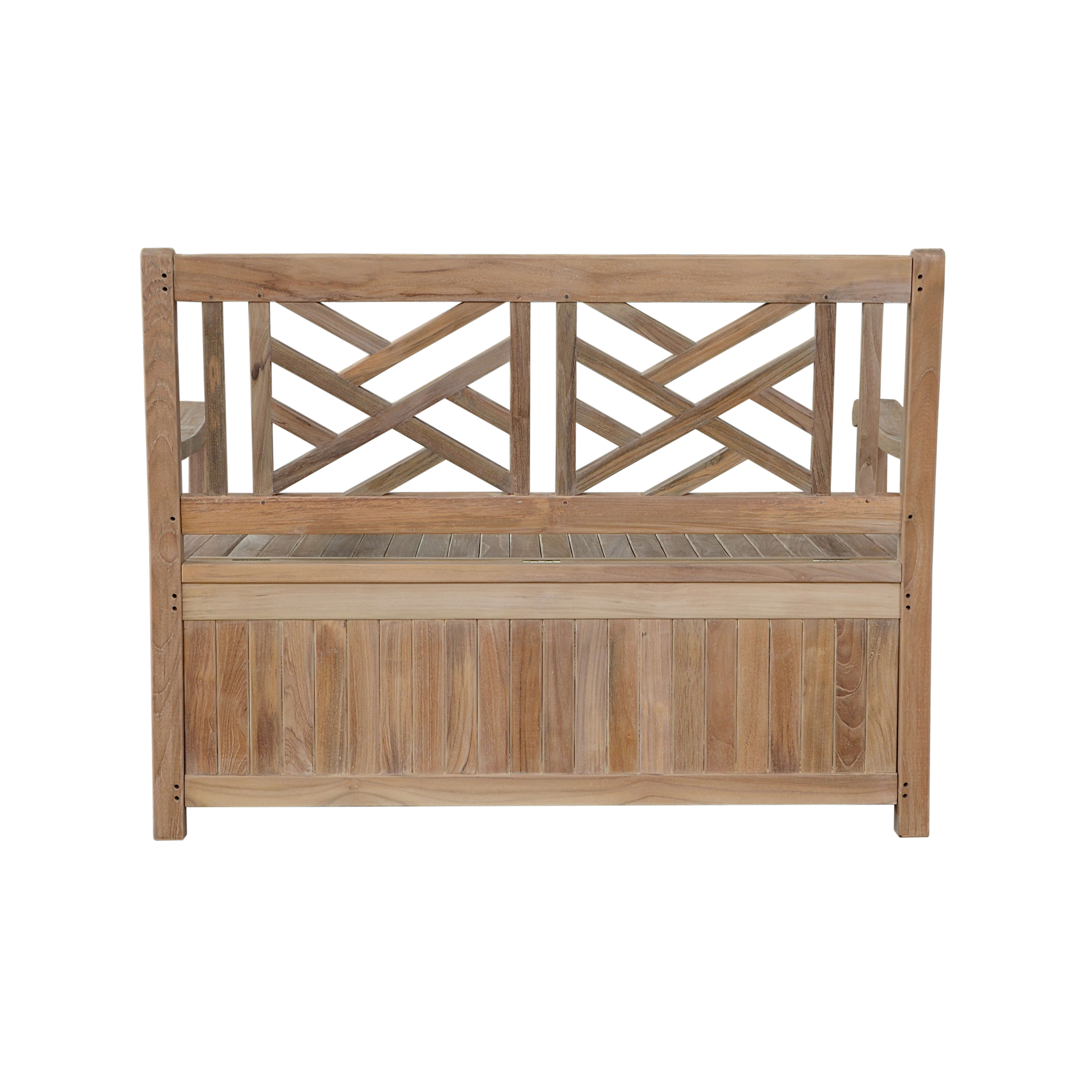 Anderson Teak Vilano Storage Bench – Solid Teak Outdoor Bench with Hidden Storage