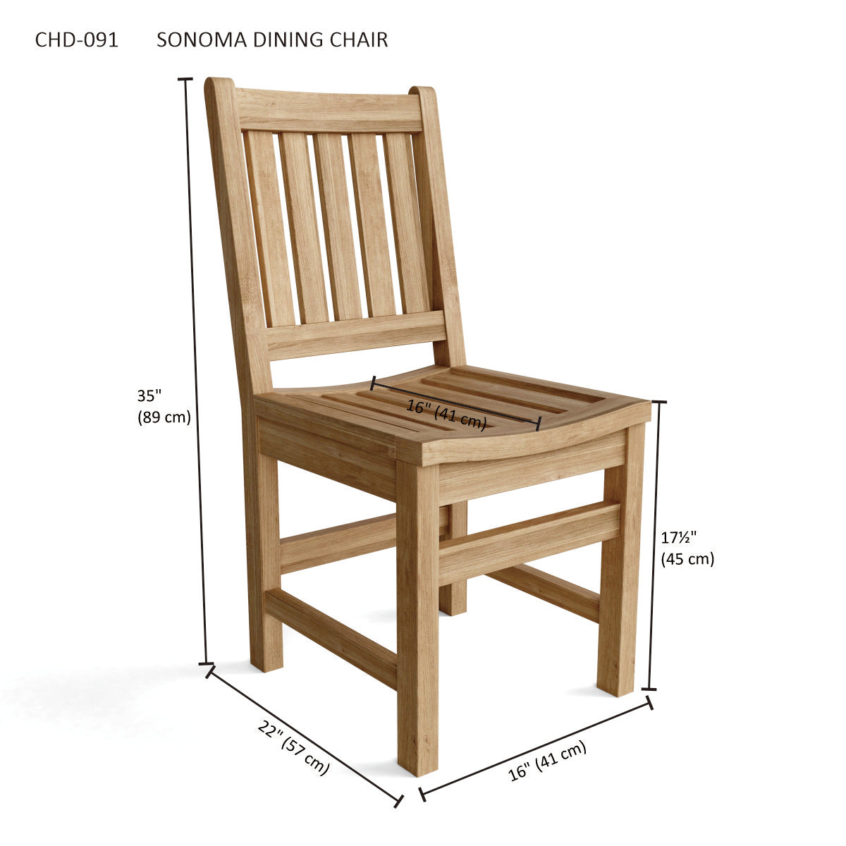 Anderson Teak Sonoma Dining Chair – Solid Teak Outdoor Dining Seating