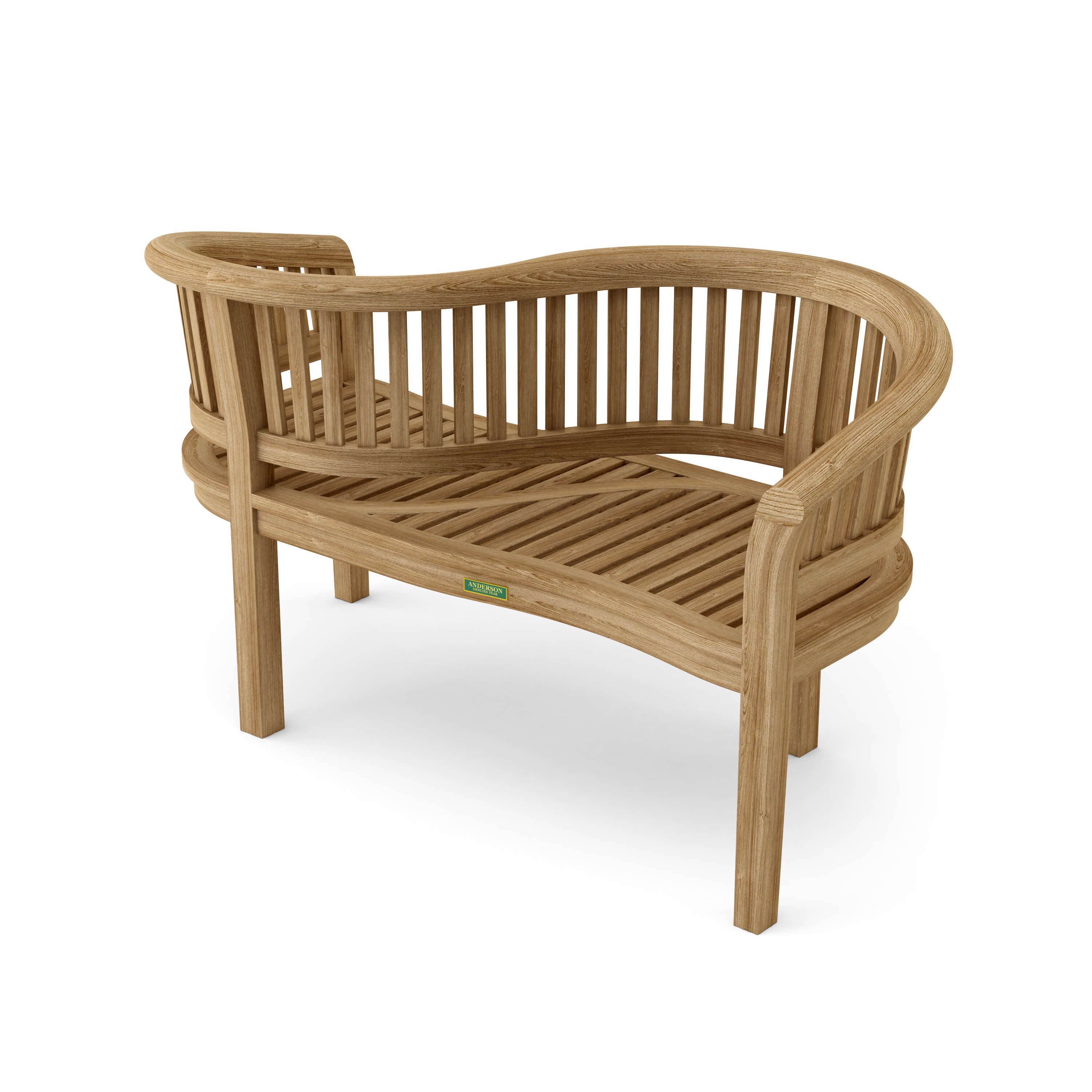 Anderson Teak Curve Love Seat Bench – Solid Teak Outdoor Peanut-Style Garden Bench