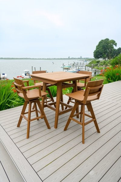 Seaside SYM 23″ Square - Outdoor Swivel Bar Arm Chair