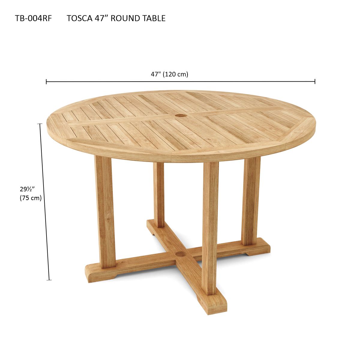 Anderson Teak Tosca 47″ Round Dining Table – Solid Teak Outdoor Patio Table