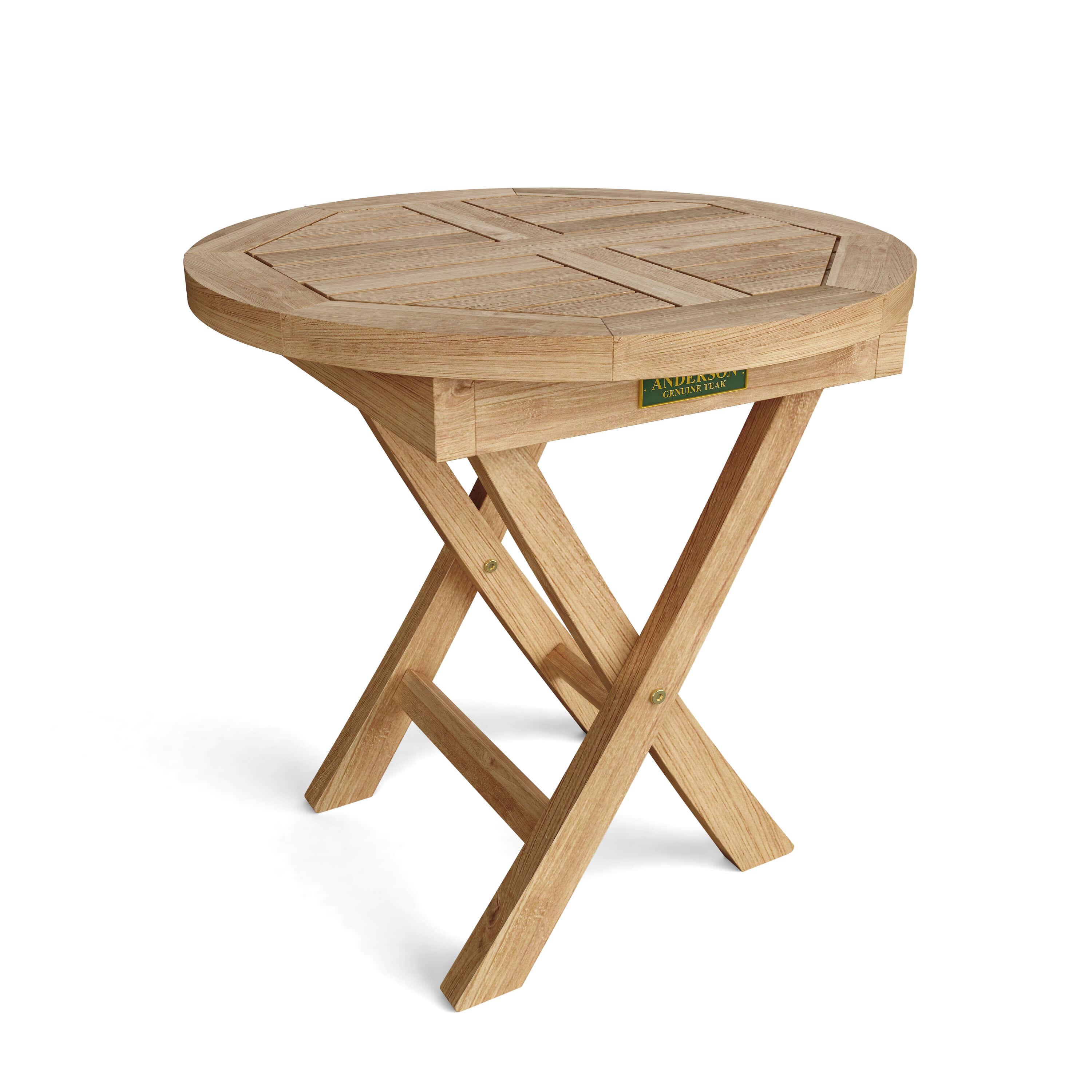 Anderson Teak Bahama 20″ Mini Round Folding Side Table – Solid Teak Outdoor Table