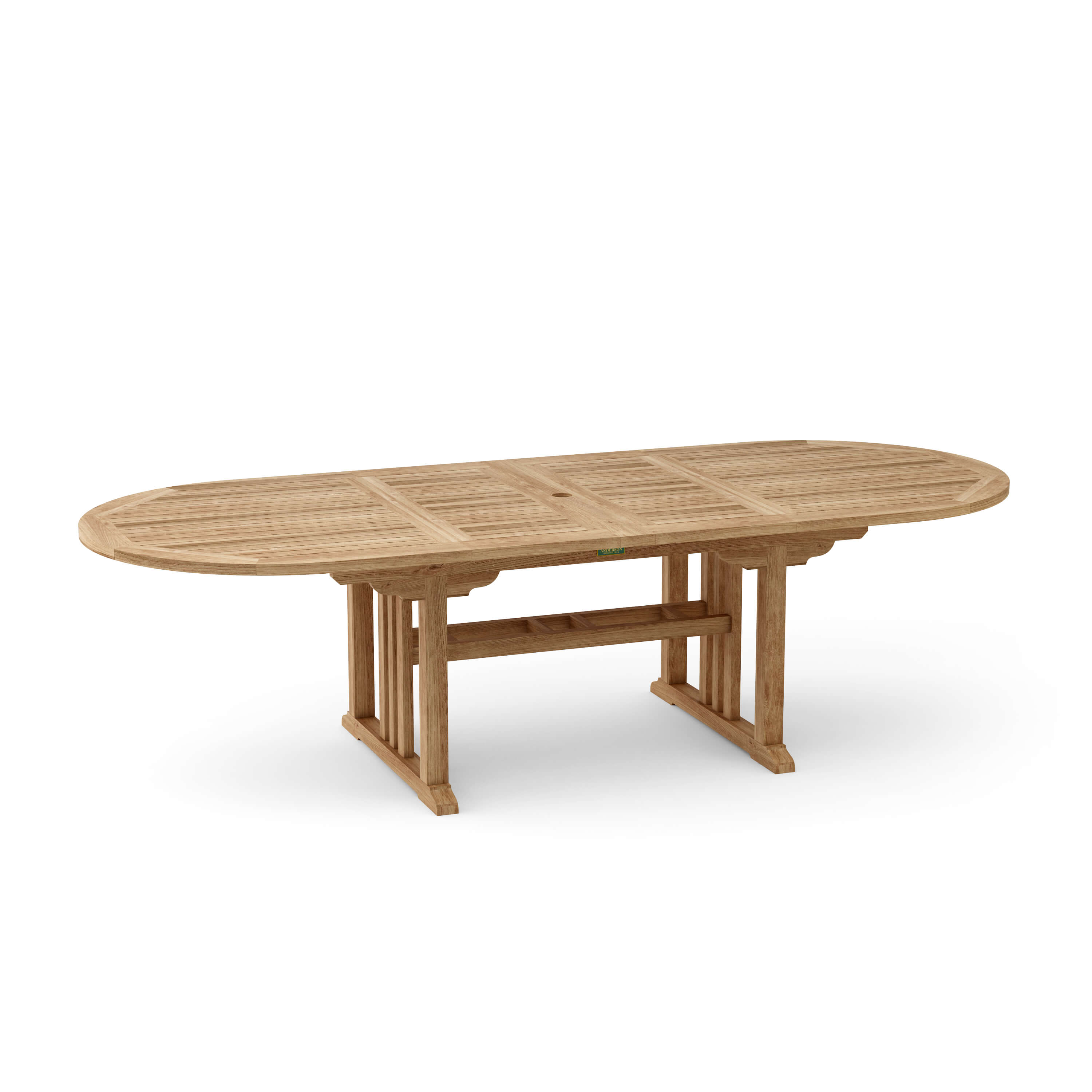 Anderson Teak Sahara 106″ Oval Double Extension Dining Table – Teak Patio Table