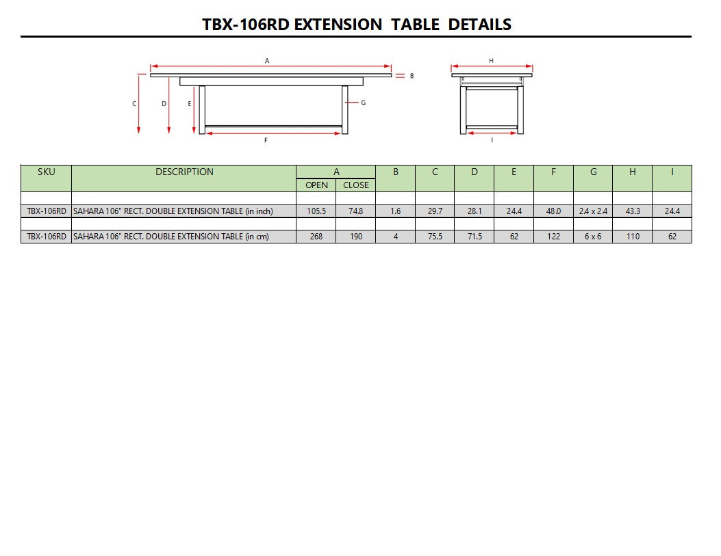 Anderson Teak Sahara 106″ Double Extension Dining Table – Teak Outdoor Patio Table