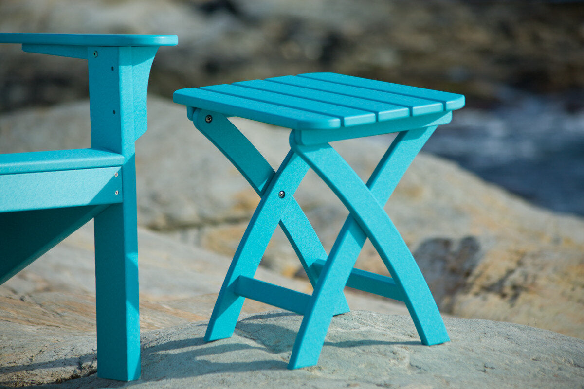 Seaside Coastline Harbor View Folding Side Table – Compact Outdoor Patio Table