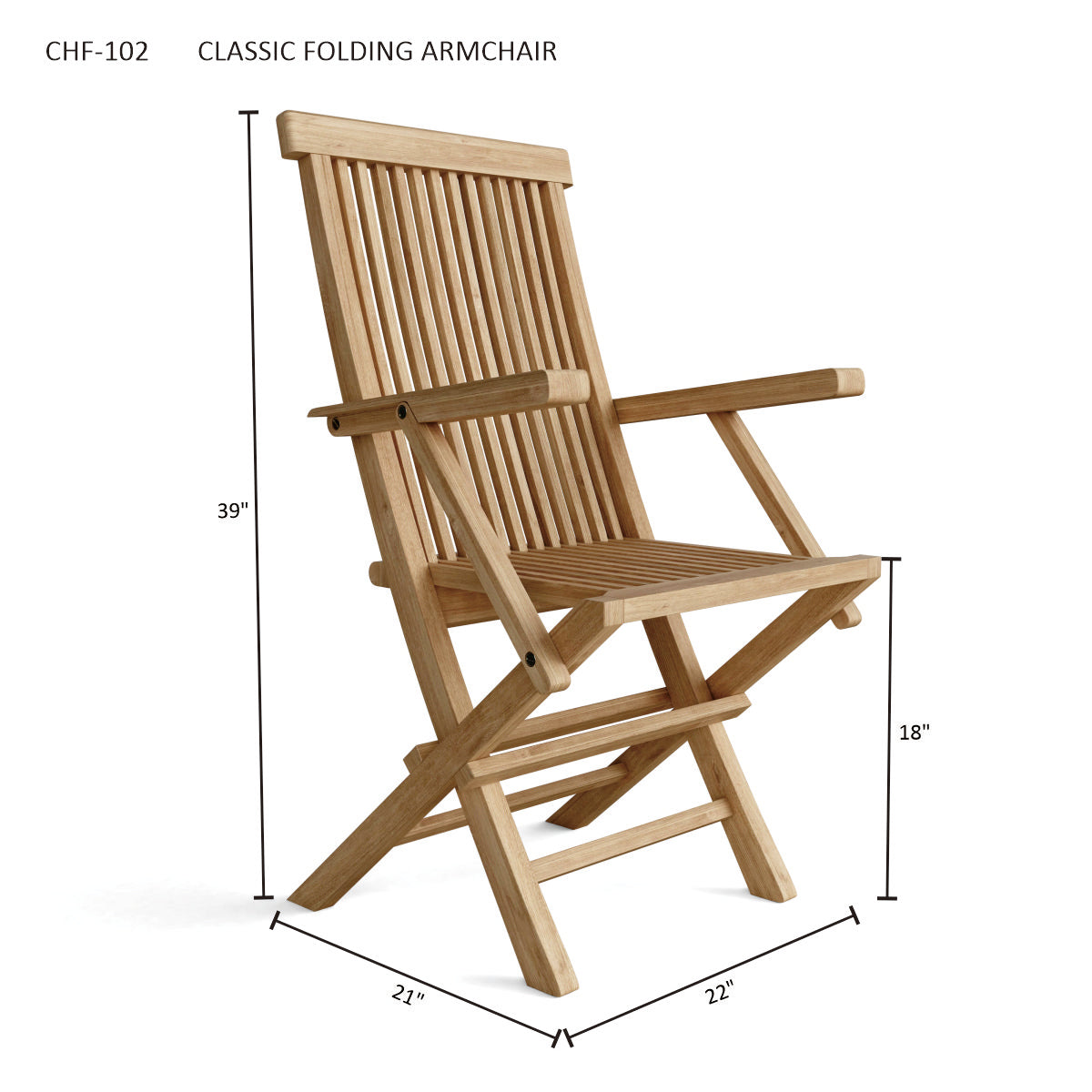Anderson Teak Classic Folding Armchair (2-PC) – Solid Teak Outdoor Seating