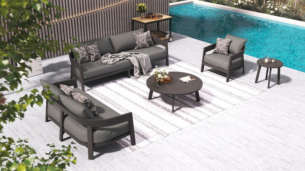 Velio Aluminium Round Coffee Table - Ambiance Image~~