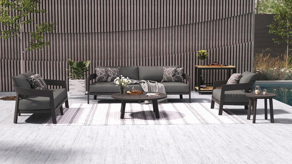 Velio Aluminium Round Coffee Table - Ambiance Image~~