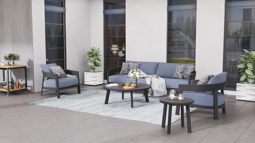Velio Aluminium Round Coffee Table - Ambiance Image~~