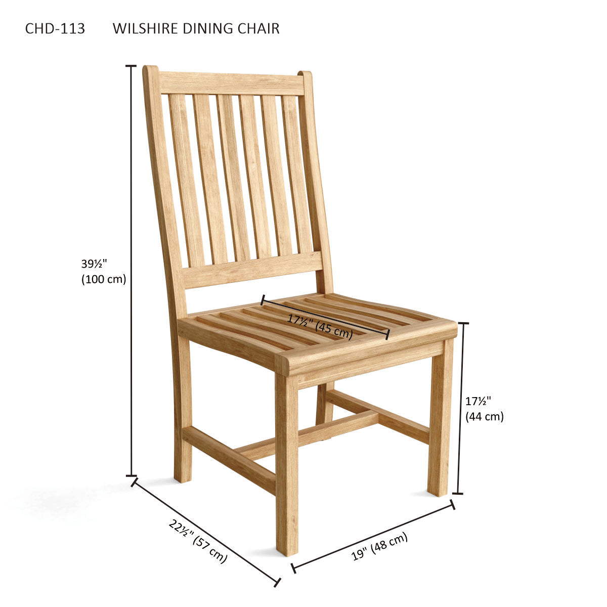 Anderson Teak Wilshire Dining Chair – Solid Teak Outdoor Dining Seating