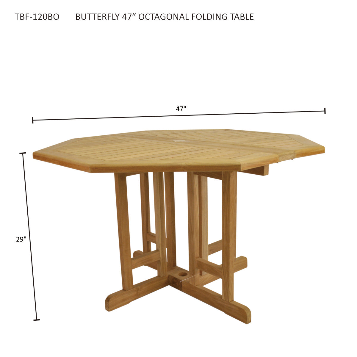 Anderson Teak Butterfly 47″ Octagonal Folding Table – Solid Teak Outdoor Patio Table