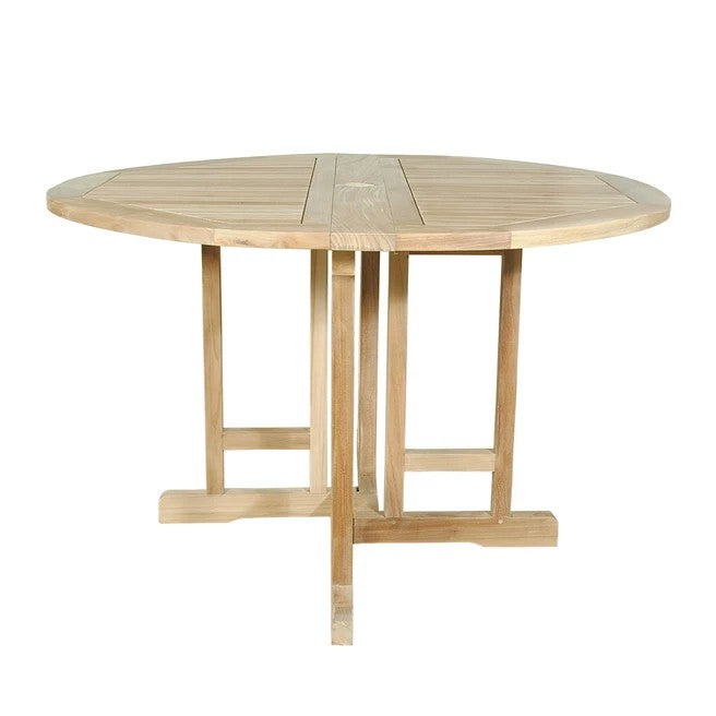 Anderson Teak Butterfly 47″ Round Folding Table – Solid Teak Outdoor Patio Table