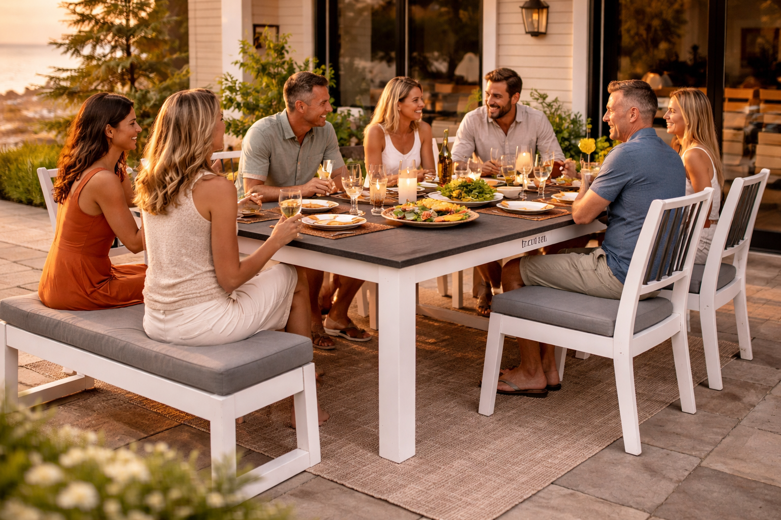 Seaside Greenwich Dining Table 35″ x 90″ – Modern Outdoor Patio Table