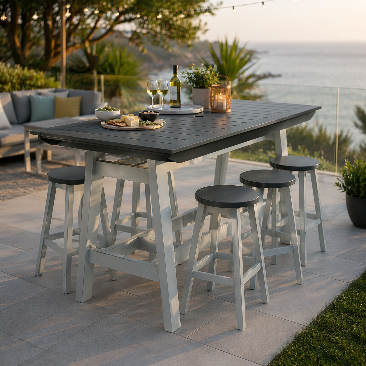 Seaside MAD Bar Table 40″ x 85″ – Modern Outdoor Bar Height Table