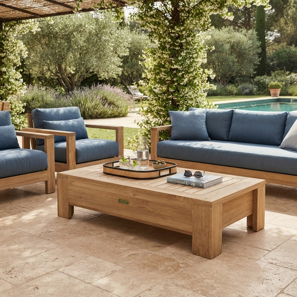 Anderson Teak Madera Outdoor Coffee Table – Premium Grade A Teak Rectangular Patio Coffee Table