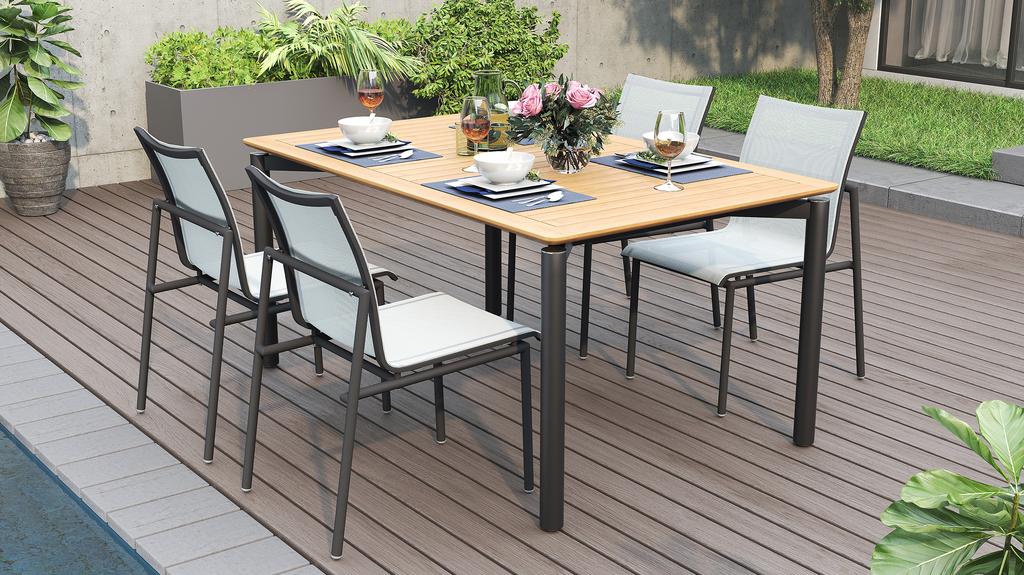 Ara Dining Table 160 Aluminium - Ambiance Image~~