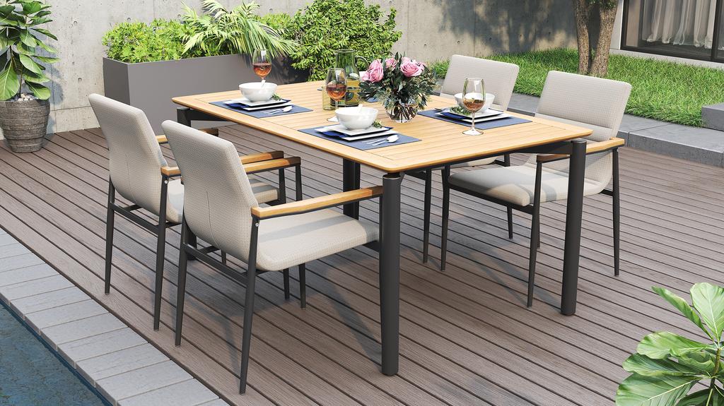 Ara Dining Table 160 Aluminium - Ambiance Image~~