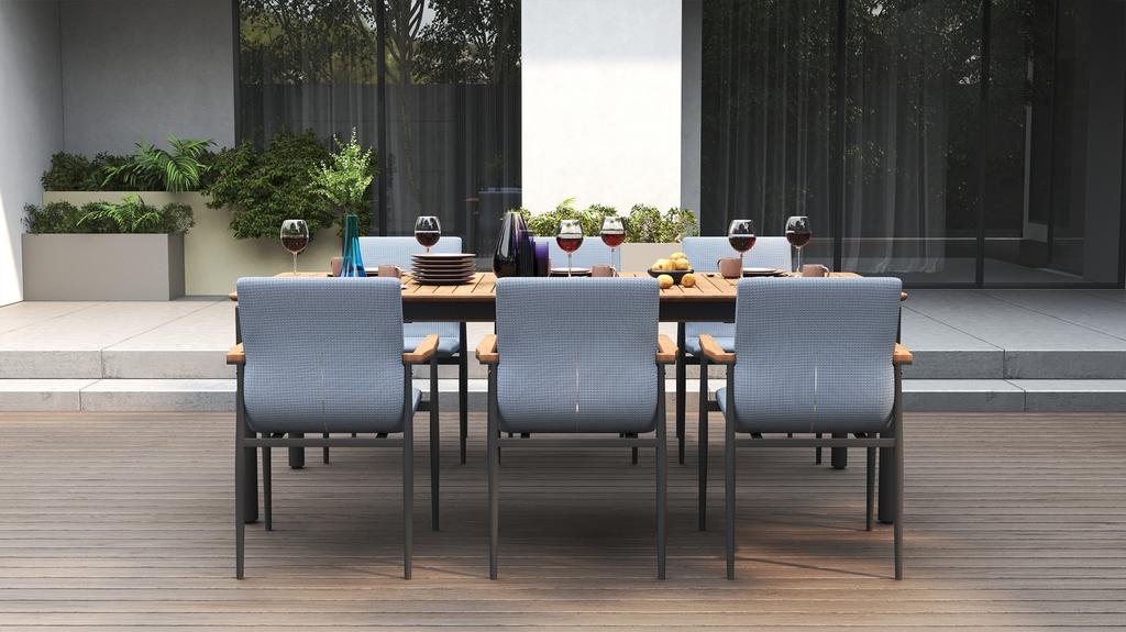 Ara Extension Dining Table SS Powder Coated - Ambiance Image~~