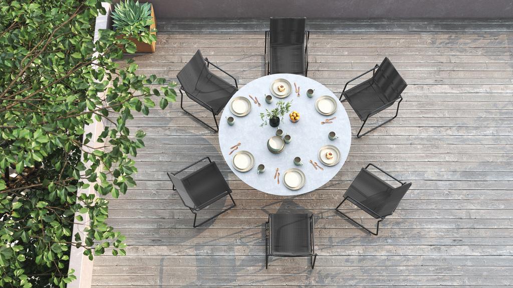 Daze Round Table 120 Ceramic Top - Ambiance Image~~