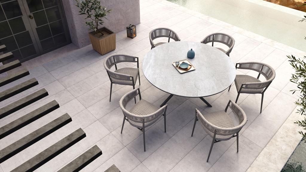 Daze Round Table 120 Ceramic Top - Ambiance Image~~