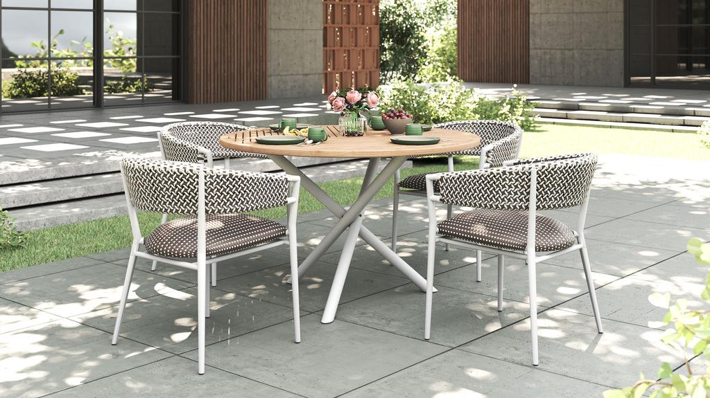 Daze Round Table 120 Teak Top - Ambiance Image~~