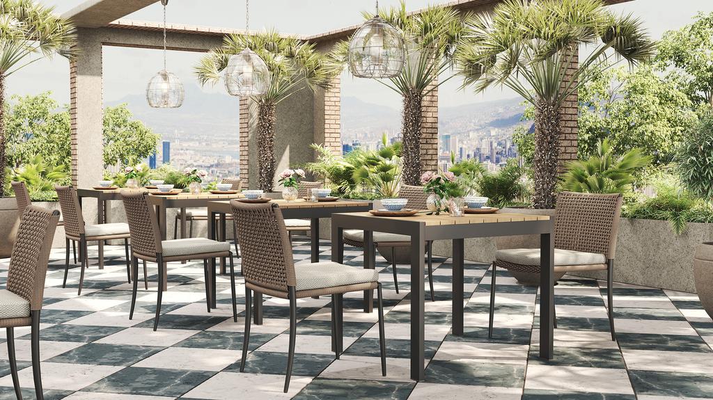Enzo Dining Table 80 Teak Top - Ambiance Image~~