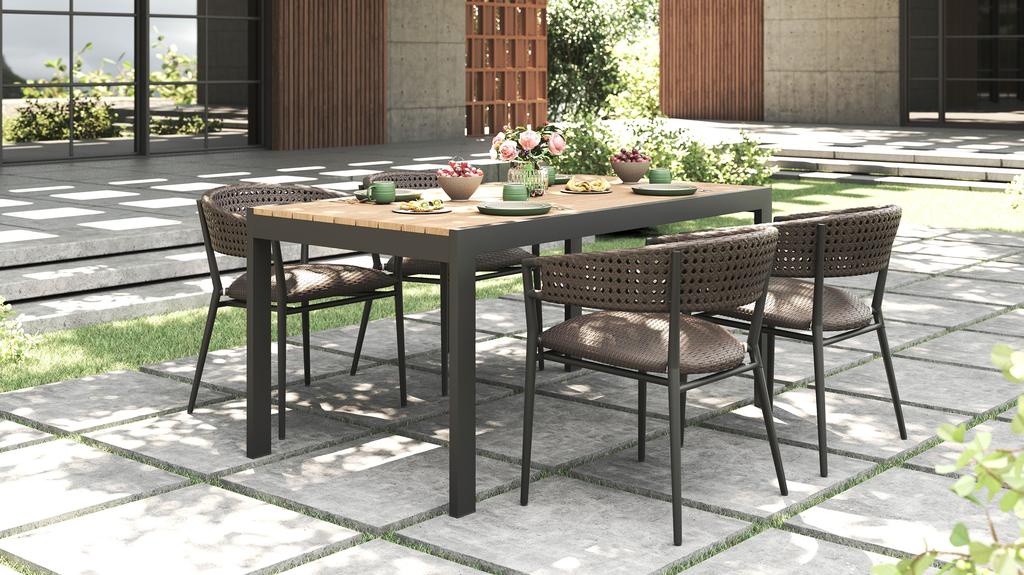 Enzo Dining Table 160 Teak Top - Ambiance Image~~