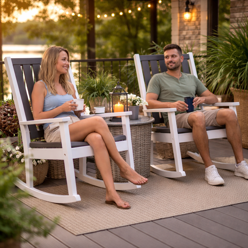 Seaside Greenwich Rocker Slatted – Modern Outdoor Patio Rocking Chair