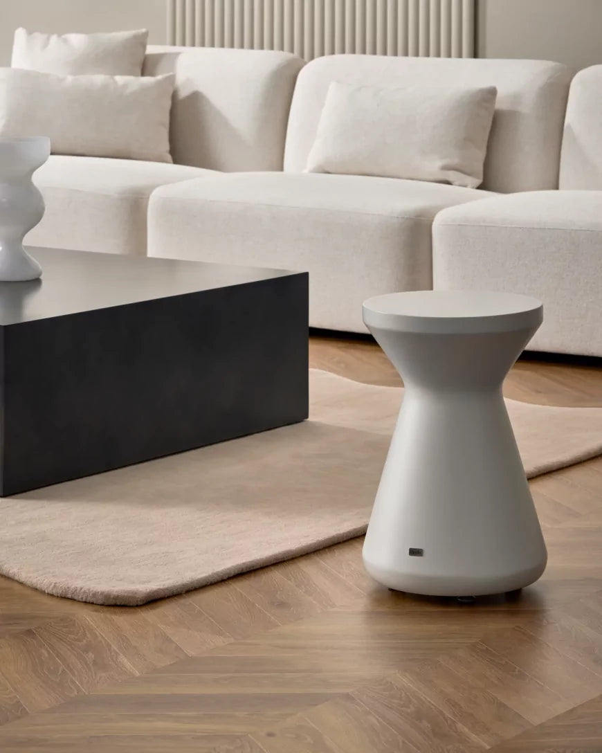 Elementi Home Rome 14″ Round Slate Black Concrete Side Table Small