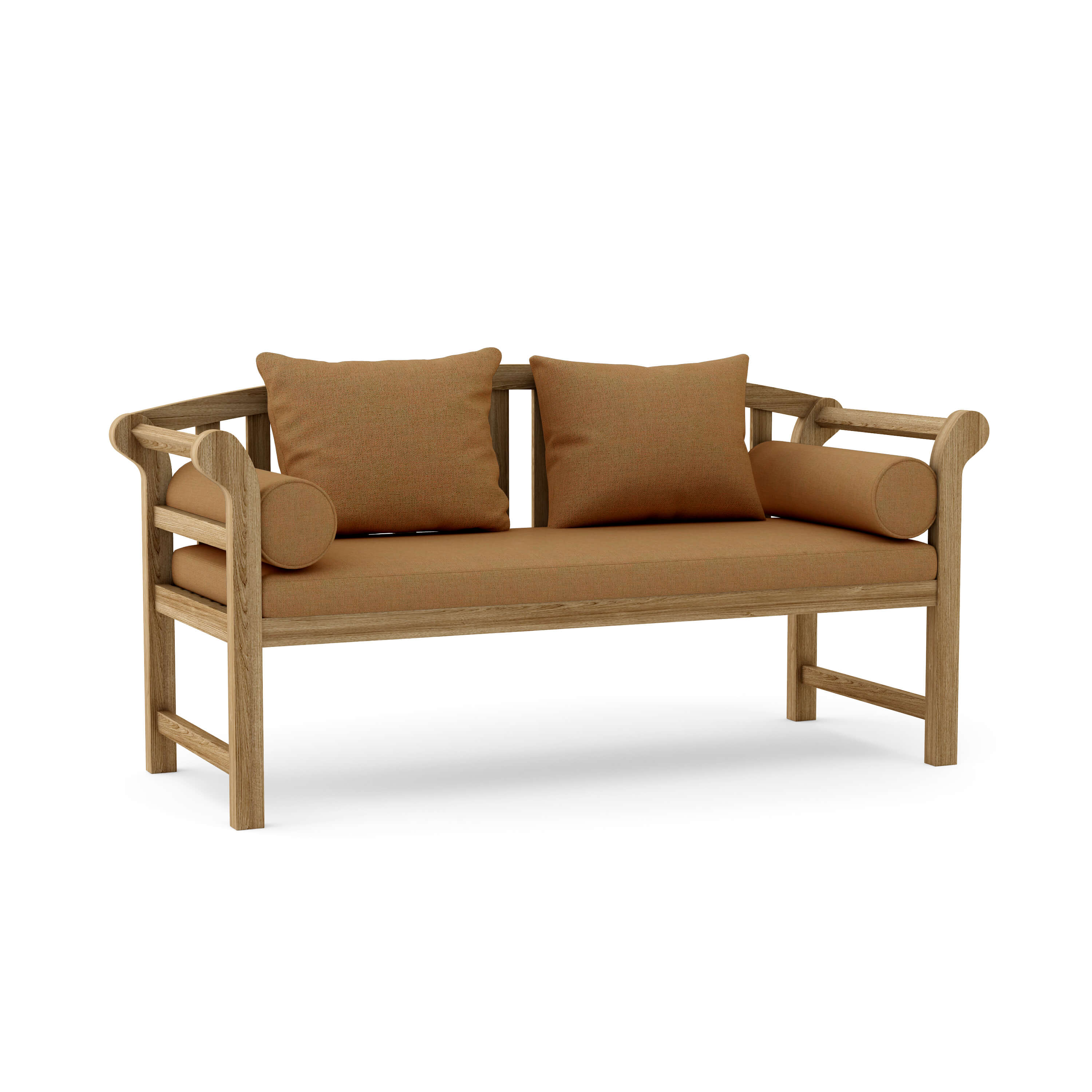 Anderson Teak Brisbane Deep Seating Bench – Solid Teak Outdoor Lounge Bench with Cushions