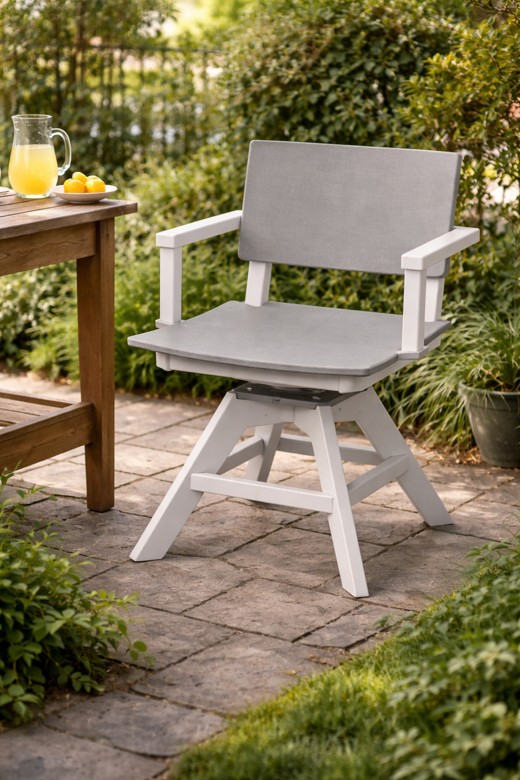 Seaside SYM 23″ Square - Outdoor Swivel Dining Arm Chair