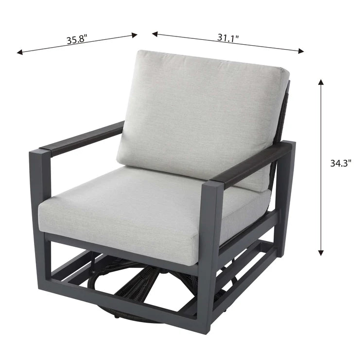Elementi Laguna 31″ Square Aluminum Outdoor Swivel Glider Chair