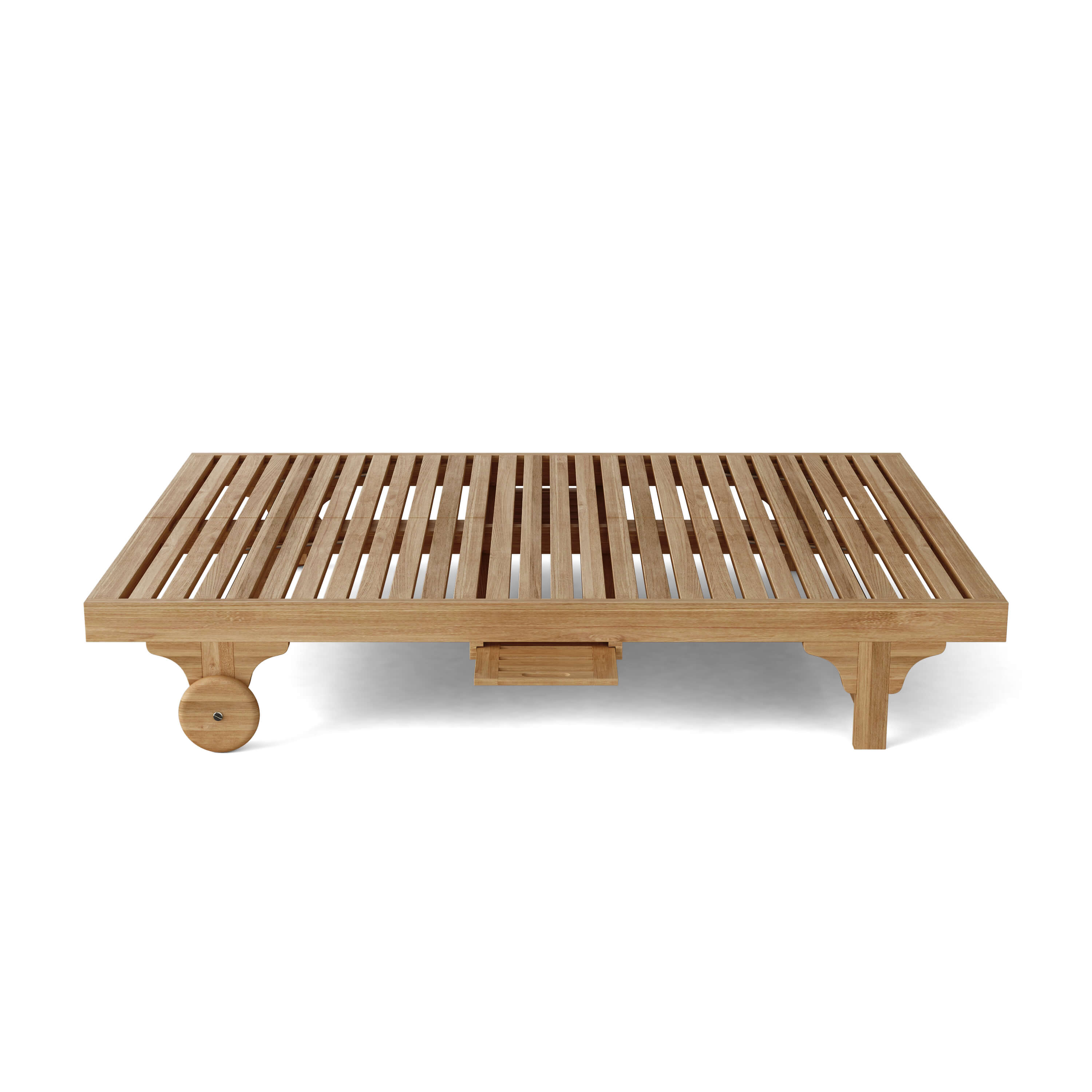 Anderson Teak Bel-Air Double Adjustable Teak Sun Lounger Set of 2 with Side Trays & Wheels