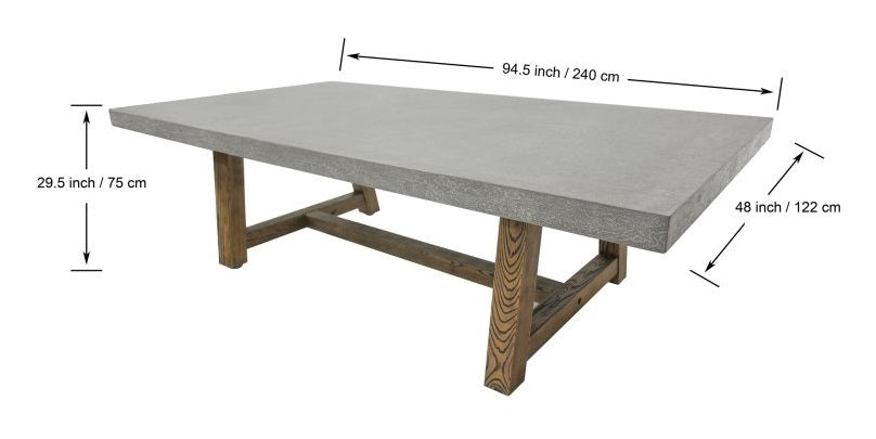 Elementi Home Seine 94.5″ Rectangular Space Grey Concrete Dining Table