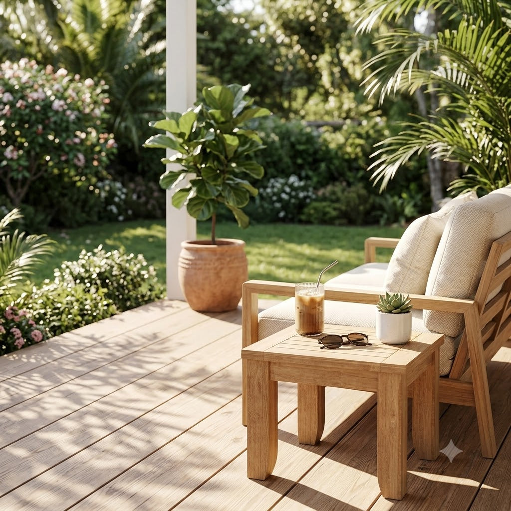 Anderson Teak Riviera 22" Square Outdoor Side Table – Premium Grade Solid Teak Patio Accent Table