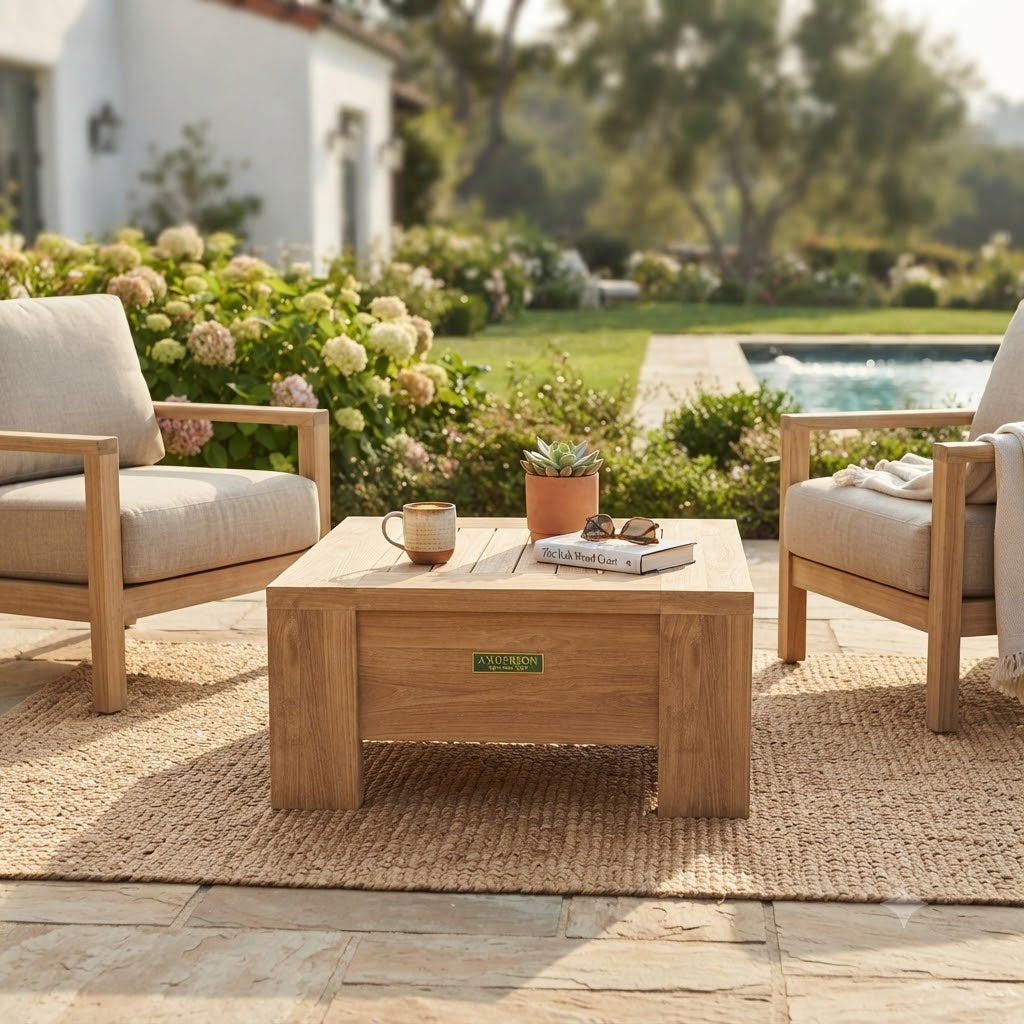 Anderson Teak Madera Outdoor Side Table – Premium Grade A Teak Patio End Table for Lounge & Deep Seating