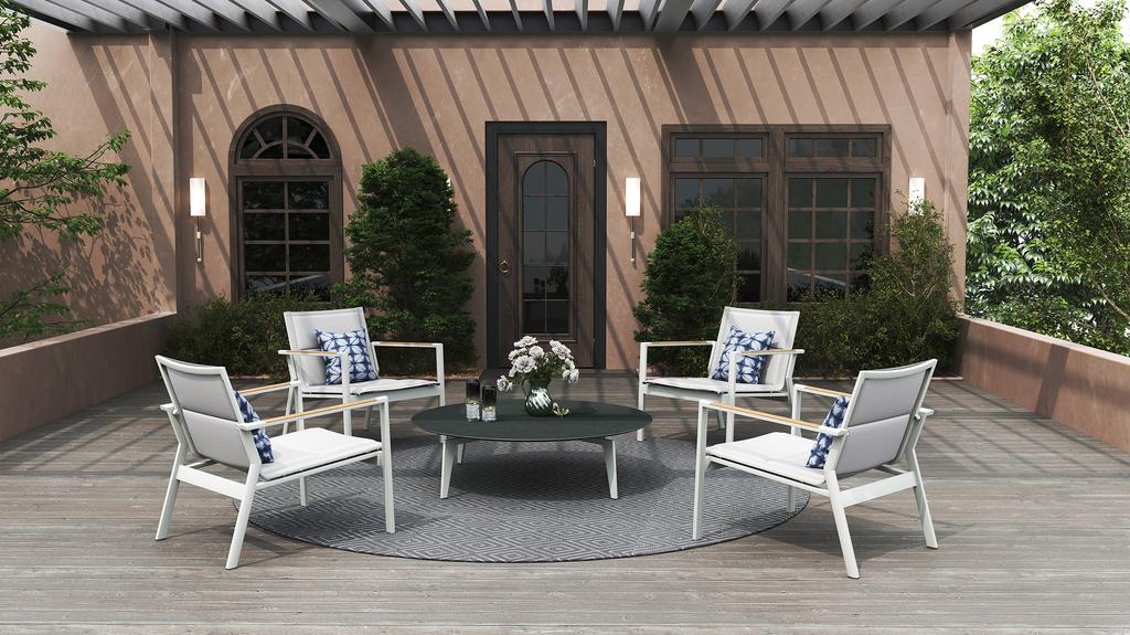 Dorus SS Coffee Table Round 120 -Ceramic Top - Ambiance Image~~