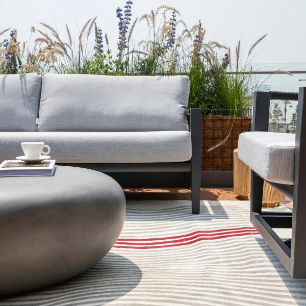 Elementi Laguna 80″ Rectangular Aluminum Outdoor 3-Seat Sofa
