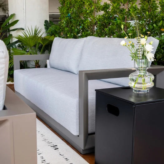 Elementi Newport 82″ Rectangular Aluminum Outdoor 3-Seat Sofa