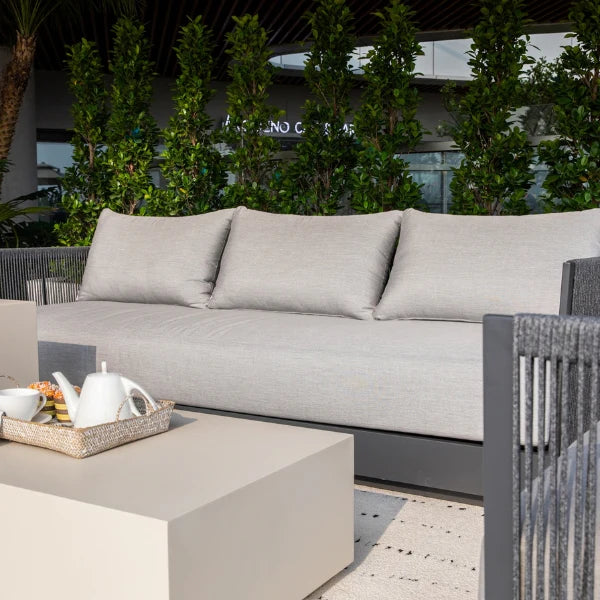 Elementi Capri 89″ Rectangular Aluminum Rope Outdoor 3-Seat Sofa