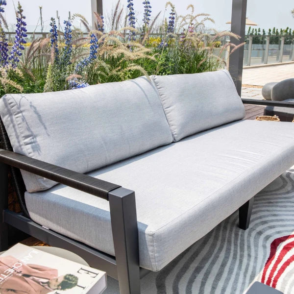 Elementi Laguna 80″ Rectangular Aluminum Outdoor 3-Seat Sofa