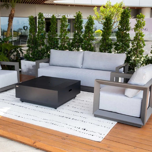 Elementi Newport 82″ Rectangular Aluminum Outdoor 3-Seat Sofa