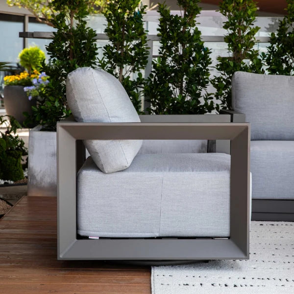 Elementi Newport 31″ Square Aluminum Outdoor Swivel Chair