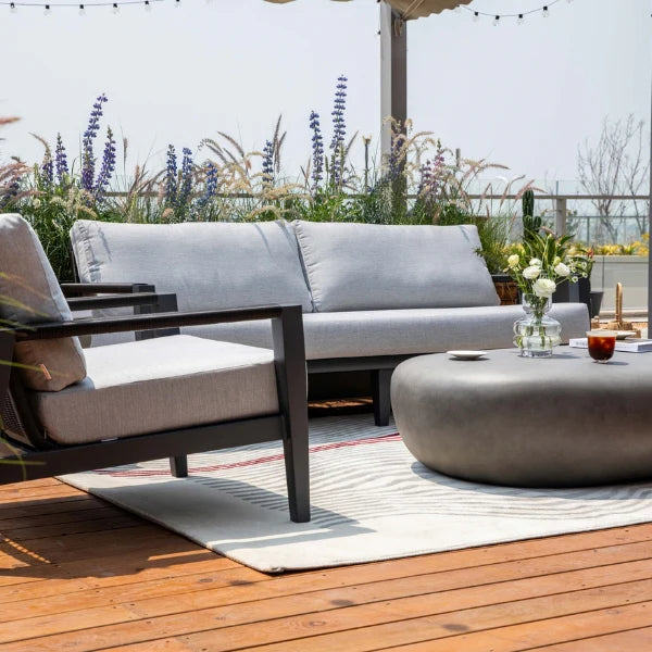 Elementi Laguna 80″ Rectangular Aluminum Outdoor 3-Seat Sofa