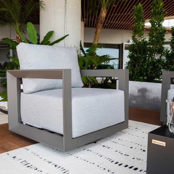 Elementi Newport 31″ Square Aluminum Outdoor Swivel Chair