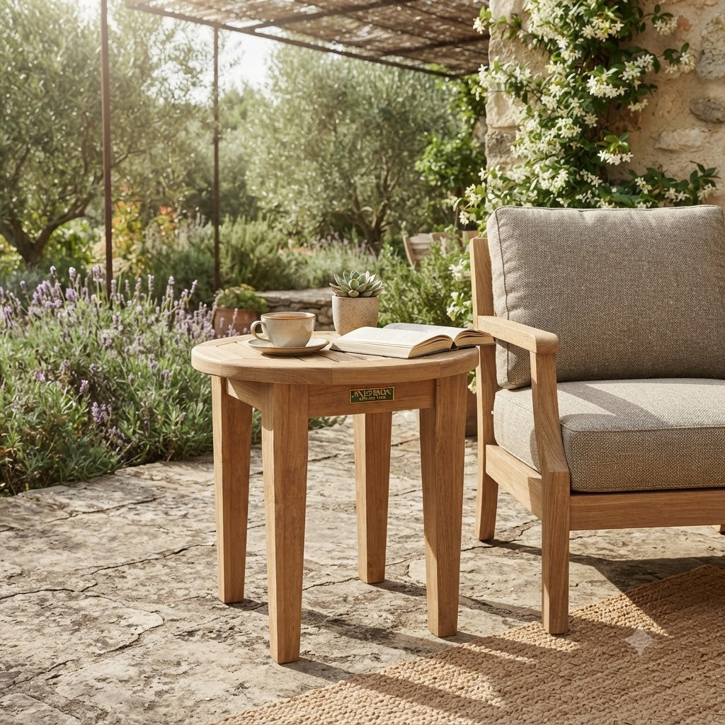 Anderson Teak Brianna 20″ Round Side Table – Solid Teak Outdoor End Table